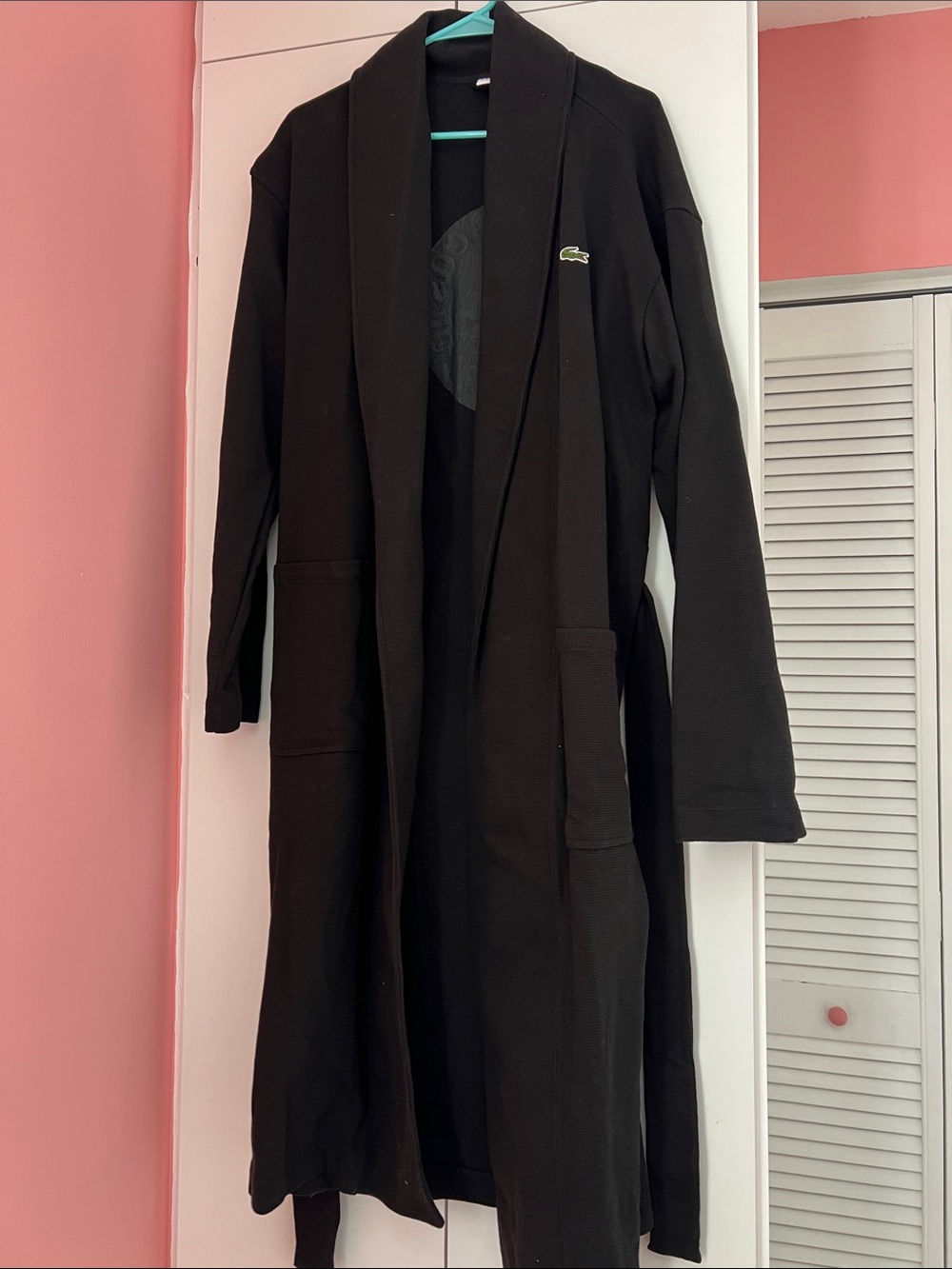 Lacoste Black Long Lightweight Shawl-Collar Jacket